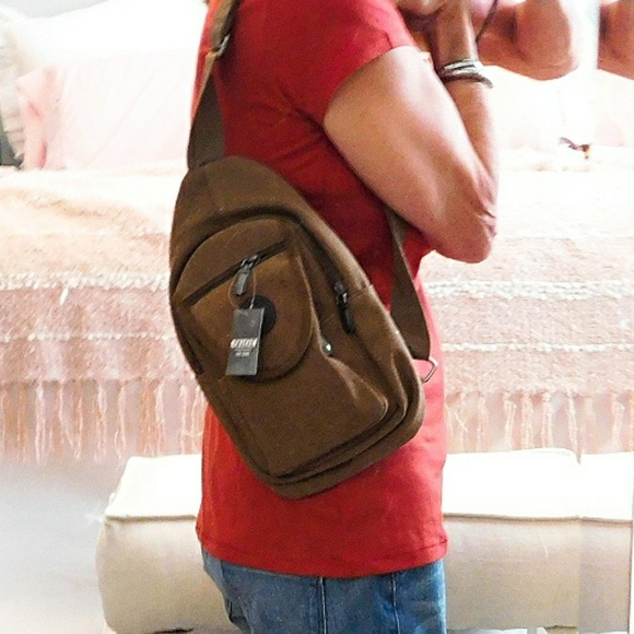 NWT - CANVAS MULTI ZIPPER SLING/CRSSBDYBACKPACK - Picture 2 of 8